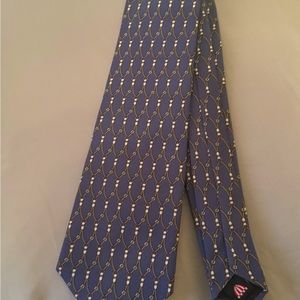 Men’s Blue Neck Tie with Gold/White Print by the Custom Shop